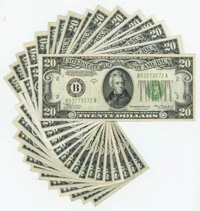 FR #2055 $20 1934A (16) Federal Reserve Notes Asst Districts DC-6227 - Picture 1 of 3