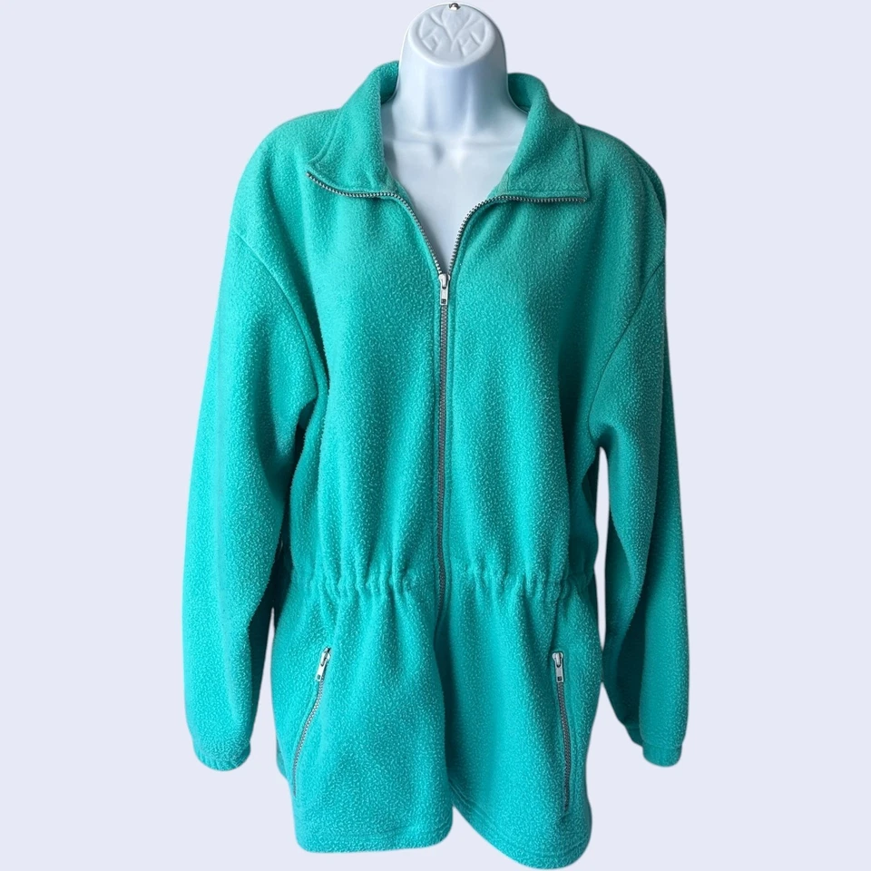 Chaqueta polar Pro Spirit M años 90 verde azulado cremallera completa cintura elástica Y2K atlética Foto 1 de 4