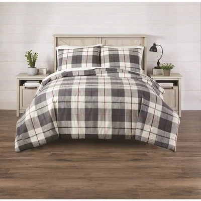 Juego de edredón verde de 3 piezas juego completo de cama a cuadros tamaño queen Foto 1 de 4