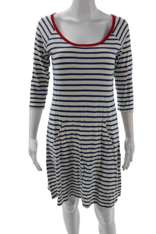 Vestido Camiseta Juicy Couture Mujer Rayas Cambio Náutico Azul Manga 3/4 Talla S Foto 1 de 4