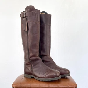 Welligogs Leather Boots Womens 41 UK 7 Brown Tassel Zip Spanish Riding Knee High - Picture 1 of 13