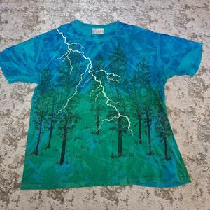 Local Color Art Clothes Tie Dye T-Shirt 90s Mens Size XL Forrest Lightning Storm - Picture 1 of 7