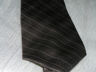 Estate J. Ferrar Dark & Light Brown Shaded Stripe Silk Men’s Necktie Tie – 100%  - Image 1 of 4