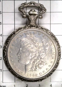 Reloj Bolsillo Morgan 1885 Dólar de Plata The American Historic Society Batería Nueva - Imagen 1 de 5