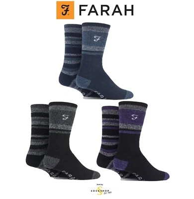 Mens Boot Socks Brushed Inner for Warmth, Cushioned, Walking, 2 Pair Pk - Farah