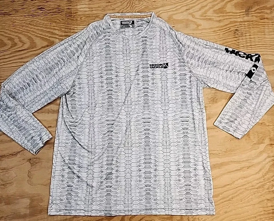 Camisa de pesca ligera manga larga UPF50 Hook & Tackle deletreada logotipo para hombre XL Foto 1 de 4