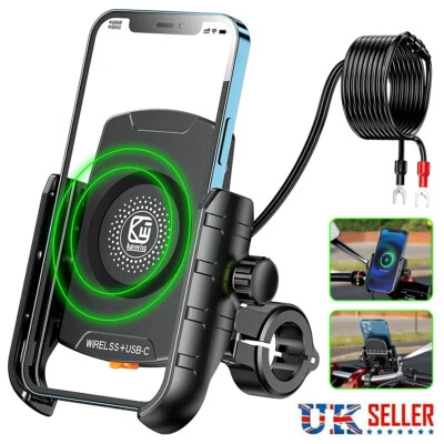 Motorcycle 18W Wireless Charger USB Fast Charging Motorbike Phone Holder Mount - Image 1 of 4