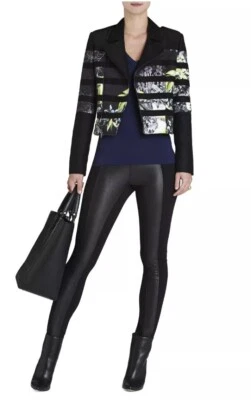 NWT BCBG MAXAZRIA SASHA PONTE  ELASTIC WAIST FAUX LEATHER LEGGINGS SZ XS - Image 1 of 4