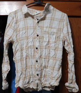 Camisa a Cuadros Algodón Sobre Niños Franela Abotonada Manga Larga Blanco Marrón Talla 13-14 - Imagen 1 de 5