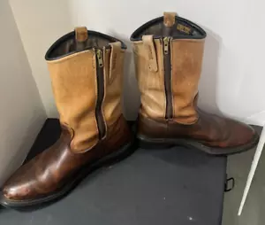 Redwing Pecos 10D 899 Made in USA Pointed Toe Brown/Tan Inner Side Zip - Picture 1 of 7