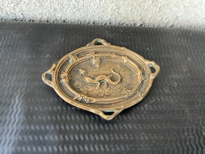 **Ancienne Coupe en Bronze Vide-Poche Salamandre Lézard XIX - Photo 1/4