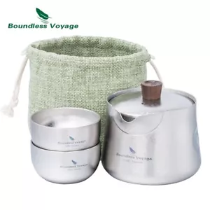 Titanium Double-Layer Tea Maker Indoor Outdoor Ultralight MetalTea Bowl Cups Set - Picture 1 of 12
