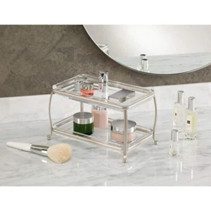 InterDesign York Lyra Double Vanity Cosmetics and Make Up Organizer Tray, Satin - Picture 1 of 8