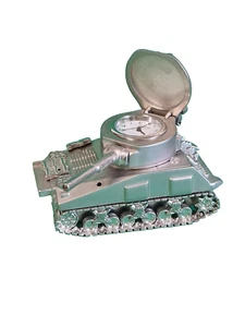 Desk Clock Tank Model W M Widdop Silver Finish desktop ornament d533 - Picture 1 of 8