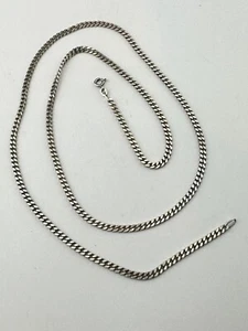 Solid Silver Necklace 27" Total 19.8 Grams Ship Worldwide - Picture 1 of 11