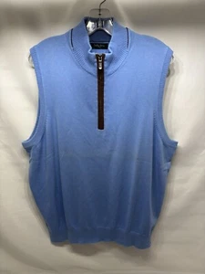 Bobby Jones Golf Sweater Vest Mens Large Blue/Brown 1/4 Zip - Picture 1 of 9