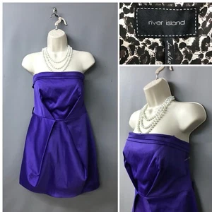 River Island lila glänzend trägerlos Anlass Kleid UK 16 EUR 42 US 12 - Bild 1 von 11