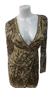 Georgeous Missguided Beaded Sequins Mini Dress Women’s size 2 "As Is" - Picture 1 of 3