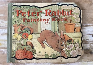 Antique childrens activity art Peter Rabbit Painting Book Donohue 1916 Christmas - Foto 1 di 20