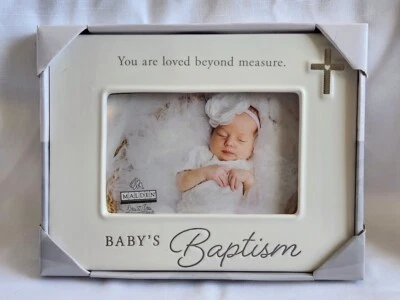 Malden 4x6 ‘You are Loved Beyond Measure’ Baby's Baptism Off White Ceramic Frame Foto 1 de 3