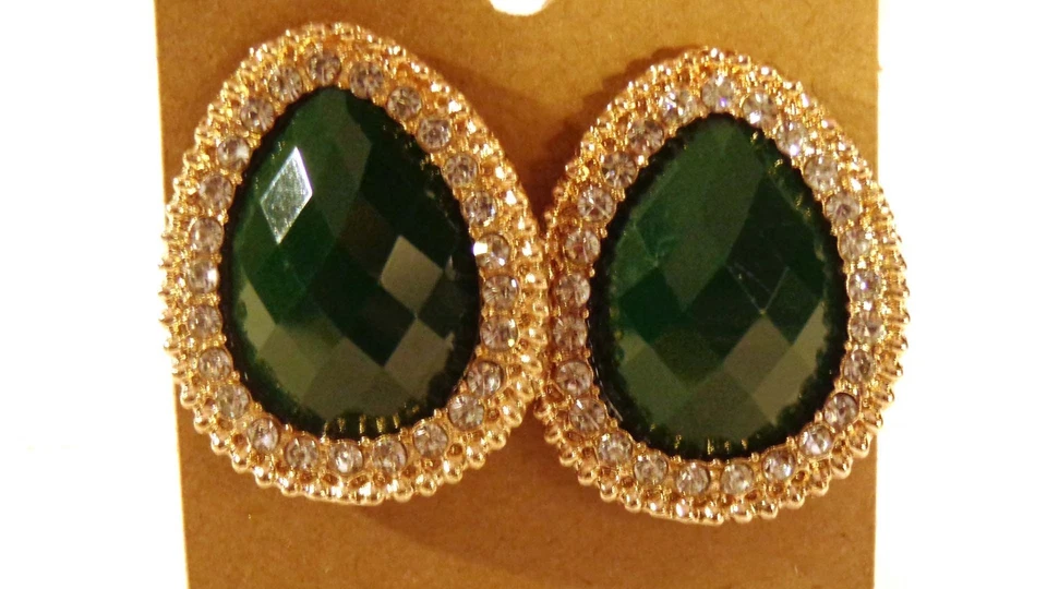 PENDIENTES CLIP IMITACIÓN CRISTAL PERA PENDIENTES CLIP COLORES SURTIDOS PROFUNDIDAD 1,25 PULGADAS Foto 1 de 1