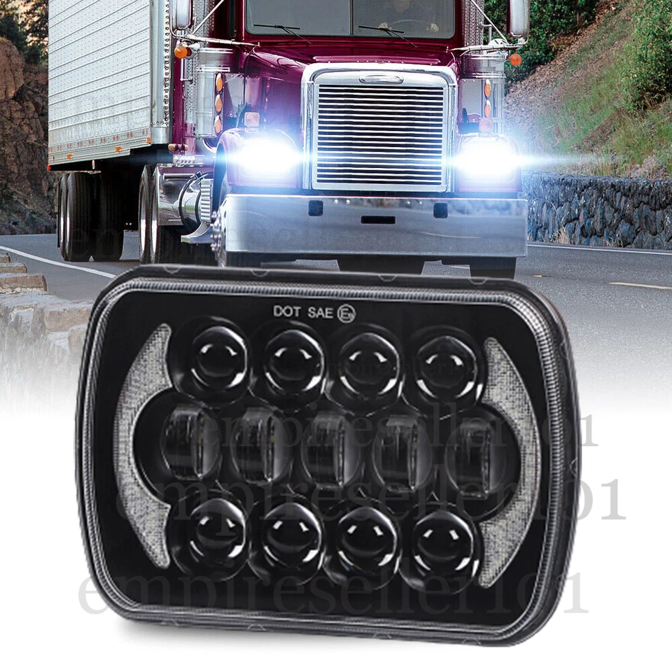 For Freightliner FL50 FL60 FL70 FL80 MT35 MT45 7x6'' 5x7 LED Headlight DRL Hi-Lo - Image 1 of 4