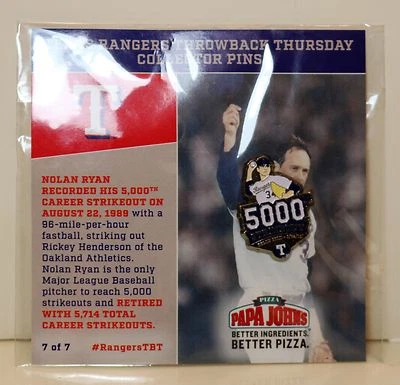 2016 NOLAN RYAN of the TEXAS RANGERS – 5000TH STRIKEOUT COLLECTOR PIN – NEW - Image 1 of 2