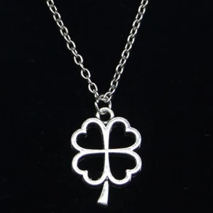 Collana con Quadrifoglio Portafortuna Argento catena ciondolo Regalo Uomo Donna - Foto 1 di 6