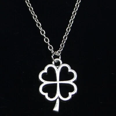 Collana con Quadrifoglio Portafortuna Argento catena ciondolo Regalo Uomo Donna - Immagine 1 di 4