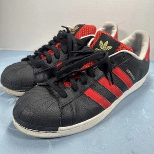 Adidas Superstar B27489 Men's US 12 Shoes Black Toe Red Stripe Low Top Sneakers - Picture 1 of 11