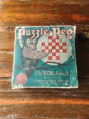 Antique 1920's Lubbers & Bell MFG Co. "Puzzle Peg Game" Cool Graphics *READ* - Image 1 of 4