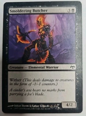 MTG Magic The Gathering Card Smoldering Butcher Creature Elemental Warrior Black - Image 1 of 2