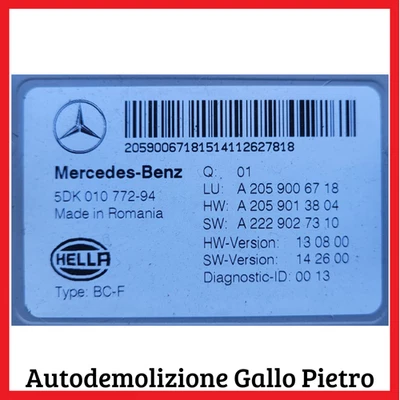 Centralina SAM MERCEDES-BENZ classe c 2013 2014 2015 w205 180 200 bluetec/d - Immagine 1 di 2