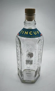 Tin Cup American Whiskey Empty Embossed Bottle With Cork - Picture 1 of 5