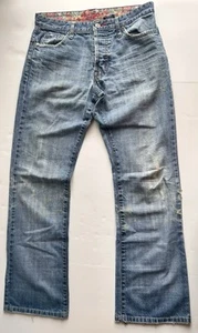 Robert Graham Button Fly Distressed Jeans 32x32 straight leg classic 90s vintage - Picture 1 of 12