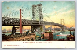1908 Williamsburg Bridge New York Postkarte illustrierte Postkarte Co. - Bild 1 von 2