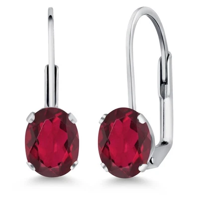 Pendientes para mujer con topacio místico rojo rubí enchapado en rodio (1,60 Cttw, Foto 1 de 4