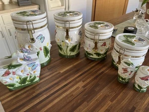 Vintage "KK" Kabushiki Kaisha 3D BUTTERFLY and CALLA LILY Canister Set Plus! - Picture 1 of 18