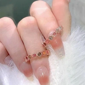 For Rainbow Zircon Ring with Comfortable Adjustable Copper Band Design - Picture 1 of 5