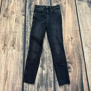 Pantalones de mezclilla ajustados para mujer We The Free negros con dobladillo crudo talla 26 - Imagen 1 de 4