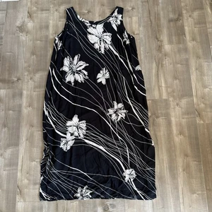 R&K Originals Women Black Dress 2XL Floral Beaded Sequin Sleeveless Midi Y2K - Picture 1 of 7