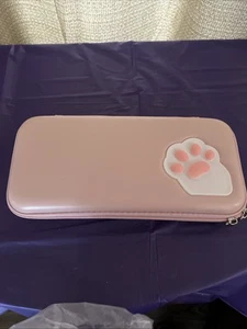 Switch case Pink And White Durable Protective Hard Shell Cat paw  - Picture 1 of 3