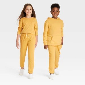 Pantalones para correr para niños - gato y gato - amarillo - banda elástica y cordón - pequeños - Imagen 1 de 5