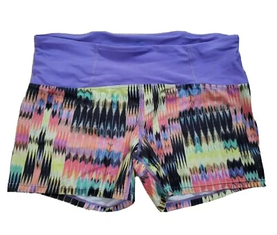 prAna Hot Shorts Biker Booty Compression Yoga Shorty Mid Rise Multicolor Graphic - Image 1 of 4
