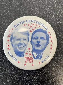 Jimmy Carter Birch Bayh 1976 Pin Electoral Bayh-Centennial 3" Botón de Campaña - Imagen 1 de 3