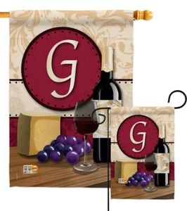 Wine G Initial Garden Flag Beverages Small Decorative Gift Yard House Banner - Picture 1 of 13