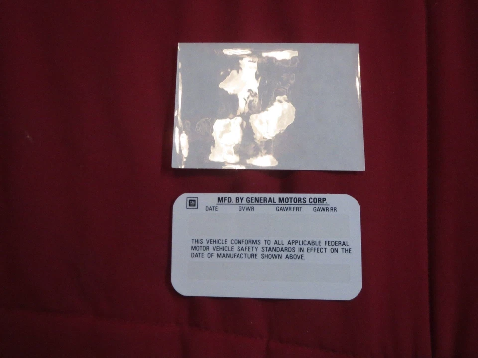 1975 1976 1977 CHEVROLET CAMARO IMPALA MONTE CARLO NOVA CHEVELLE VIN CERT DECAL  - Image 1 of 1