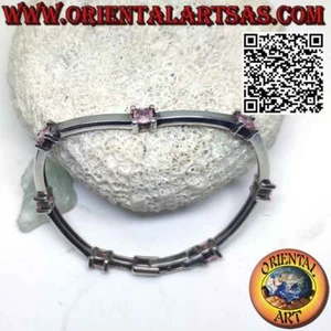 Silber Armband 925‰ Halbstarr Mit Sieben Pink Von Frankreich Quadrat - Bild 1 von 6
