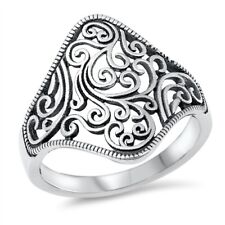 .925 Sterling Silver Oxidized Filigree Design Band Ring Sizes 5-10 NEW