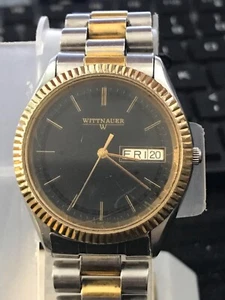 Reloj presidencial para hombre Wittnauer 35 mm esfera negra 2 tonos día/fecha, funciona (lote 2525) - Imagen 1 de 10